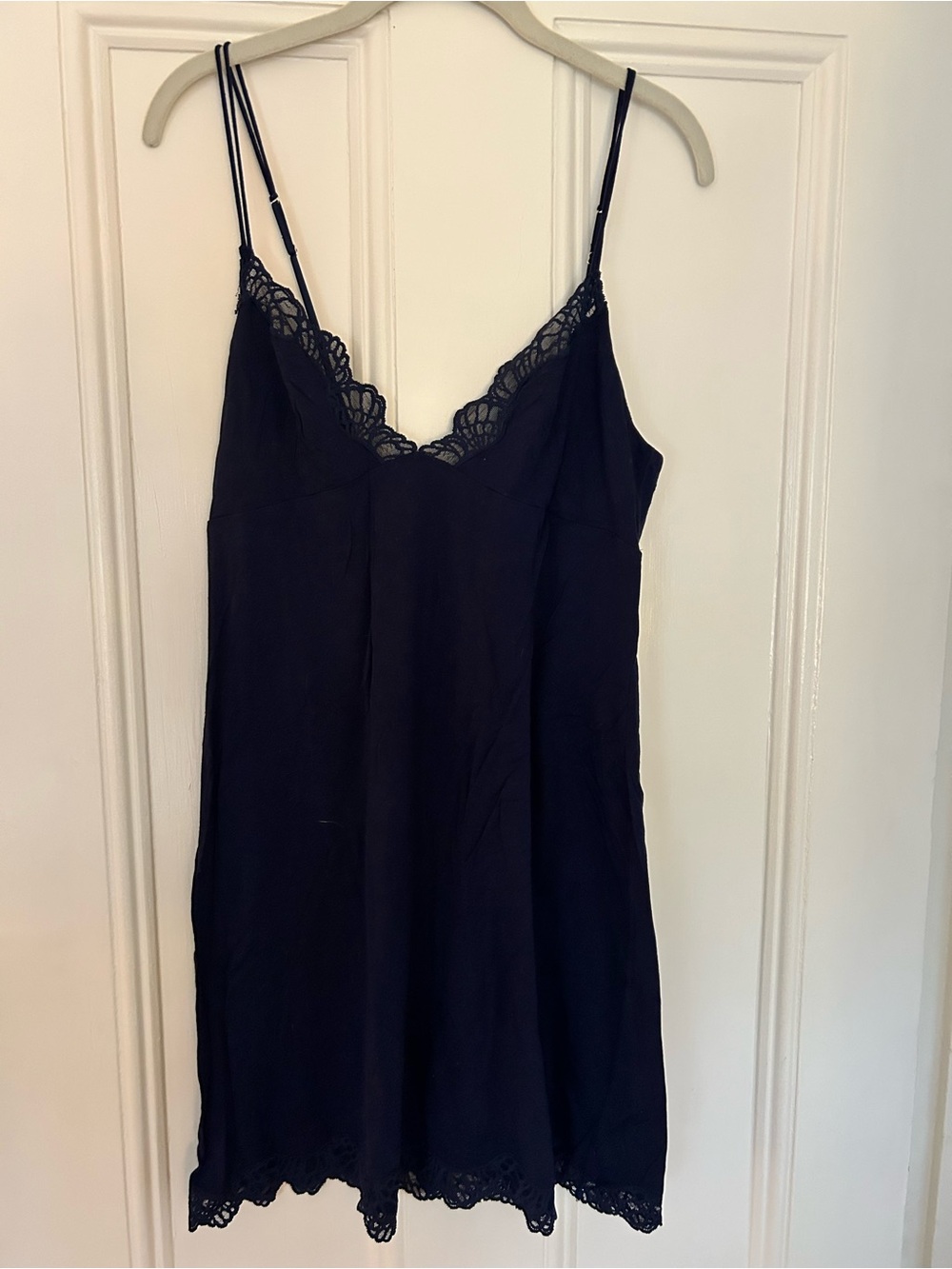 Natori Navy Lace-Trim Camisole Slip
